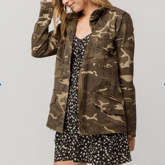 SKY AND SPARROW Camo Womens Anorak Jacket - Picture 1 of 6
